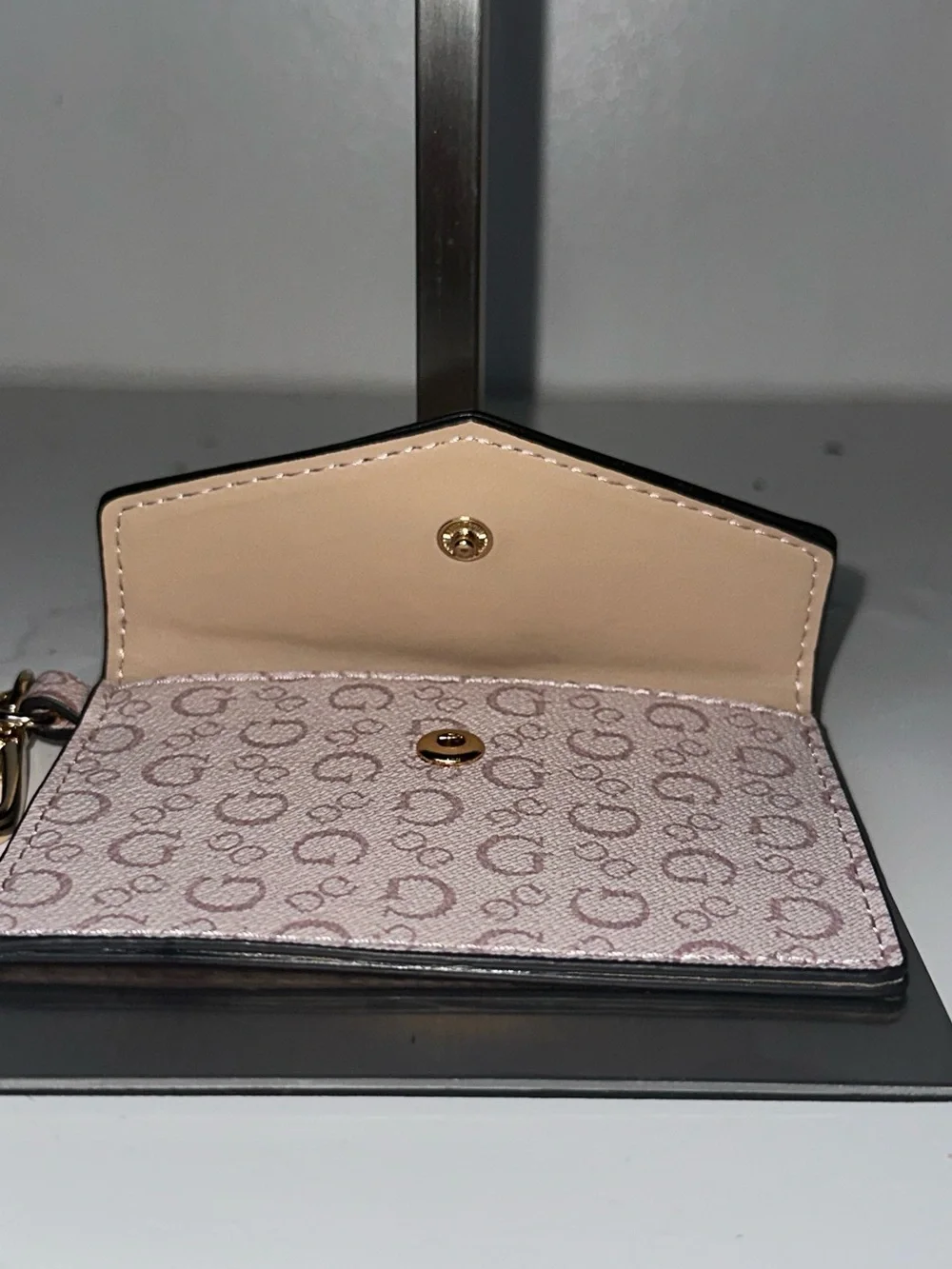 GUESS Pink Monogram Envelope Wallet with Gold Logo